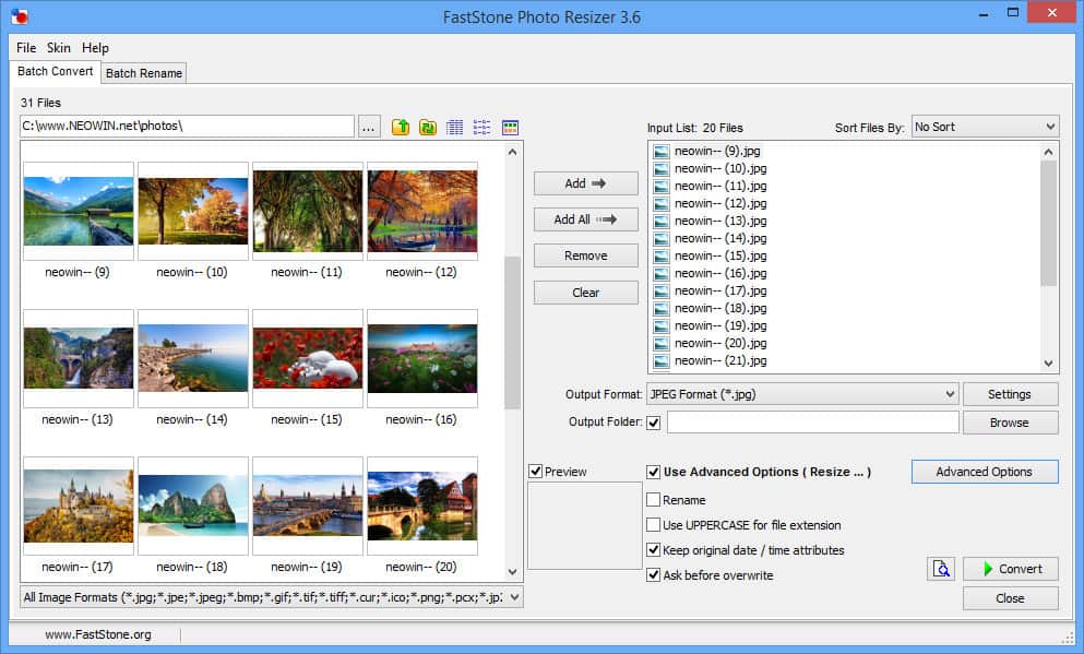 Phần mềm resize ảnh Fast Image Resizer