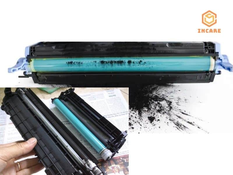 Hộp mực bị rơi vỡ, mất linh kiện