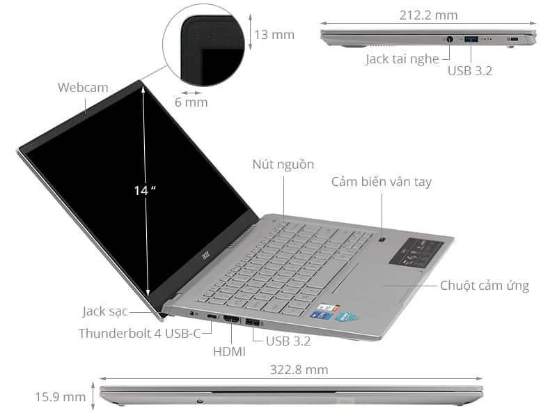 Máy tính Acer Swift 3 SF314-43-R4X3