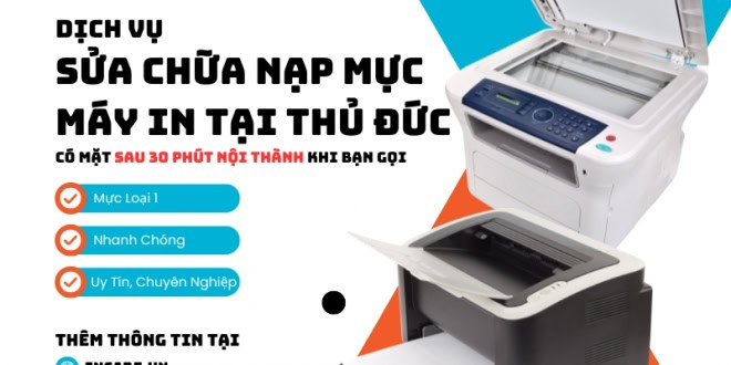 Dịch vụ nạp mực máy in, sửa chữa máy in tại Thủ Đức